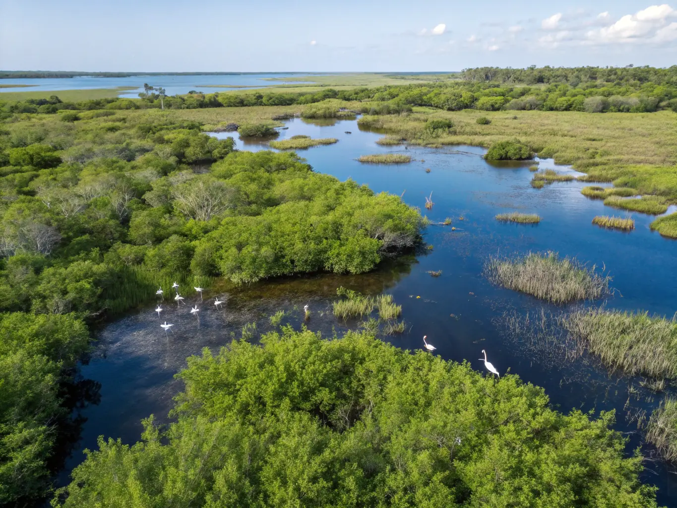 A before-and-after image showcasing a restored wetland area, demonstrating the tangible results of TRAPPEURS 19's habitat restoration projects and their positive impact on water quality and biodiversity.